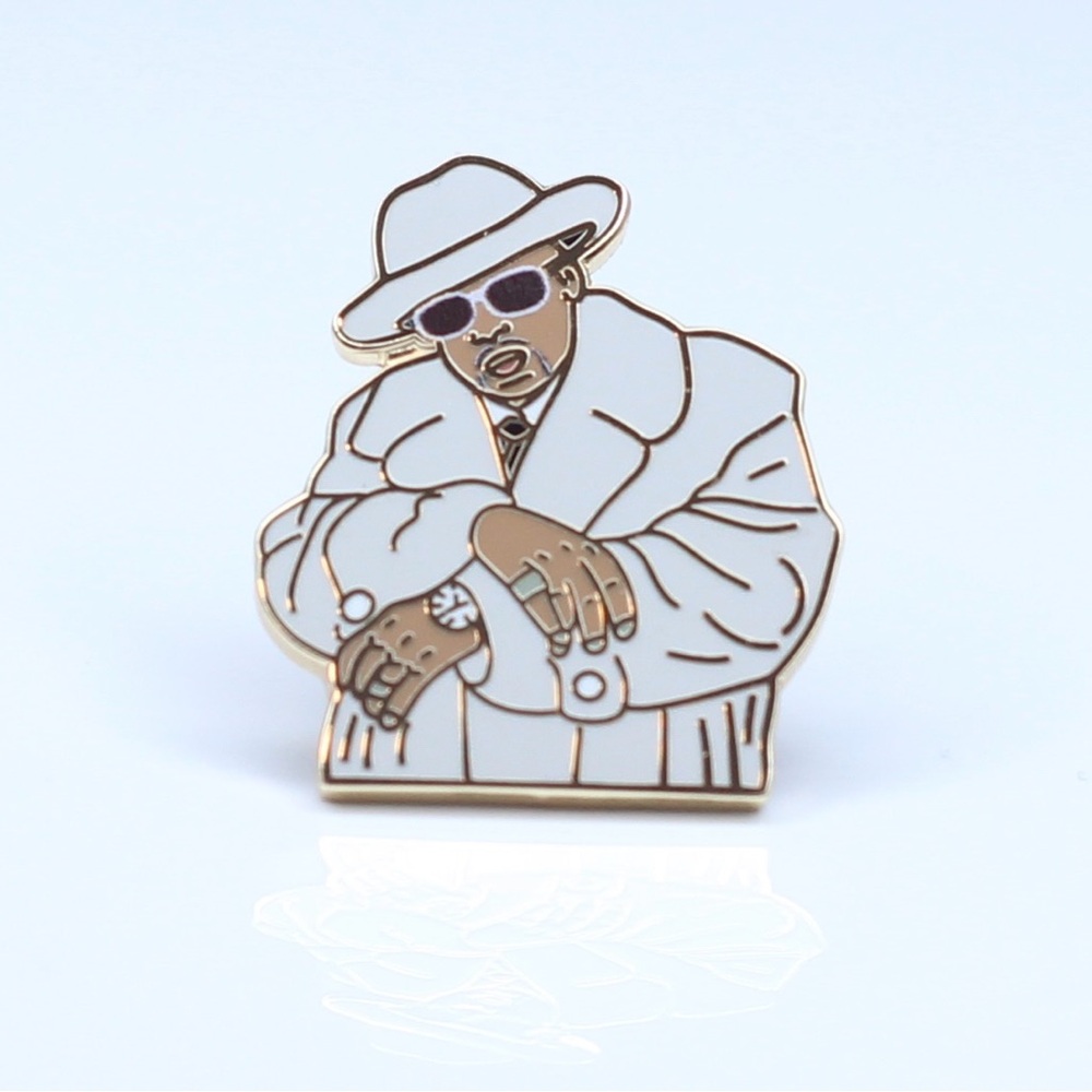 Tony Snow (pimp-c) player Stylish White and Gold Enamel Pin - Picture 5 of 11